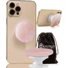 Grips by CRYSTALFY Crystal Phone Grip & Phone Stand Authentic Natural Gemstone Swappable Top, Expandable Collapsible Holder for Smartphones and Tablets (Rose Quartz Irregular Natural Edge)
