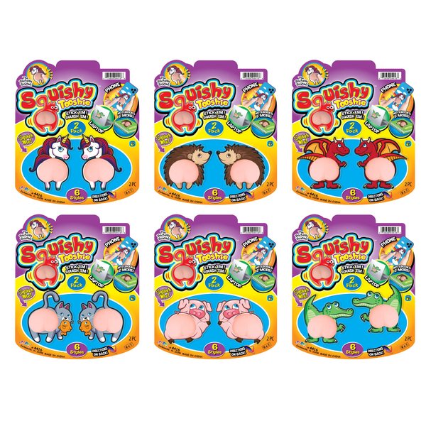 JA-RU Tooshie Squishy Stickers (6 Packs of 2) 3D Stickers Squeeze Stretch Pinch The Tooshie Butt Stress Relief Fidget Toy for Kids. Stress Ball Goodie Bag Stuffers. 4416-6s