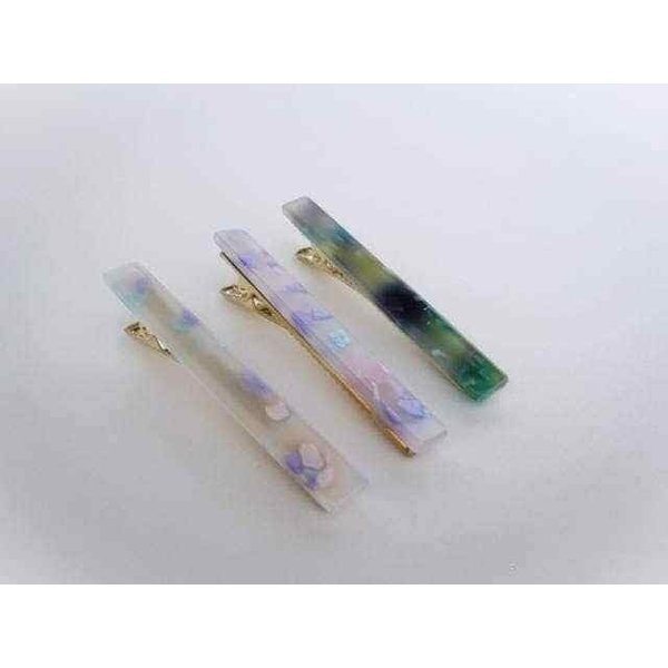Generic Set of 3 slim multi-color purple pink green blue alligator hair clips