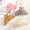 4Pcs Large Acrylic Hair Claw Clips - Hair Clips with Strong Hold for Thick Hair, Non-slip Banana Barrettes for Women Girls (Shell: light green/white/pink/blue)