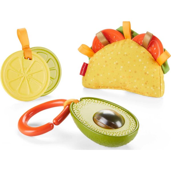 Fisher-Price Baby Toys Taco Tuesday Set, 3 Pretend Food Rattle & Sensory Activities for Newborns​ Ages 3+ Months