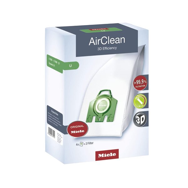 Miele Original AirClean 3D U Vacuum Cleaner Bags, Pack of 4