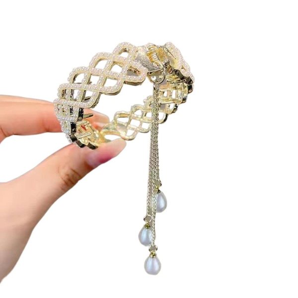 Ponytail Hair Clips with Tassel for Women Girl, Elegant Shiny Rhinestone Hair Claws for Buns Hair Holder