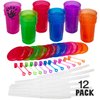 Kicko Neon Sipper Cups - 5.5 Inch - 12 Oz. - Colorful Neon Cups with Lids and Straws - School Events, Themed Parties, and Birthday Celebrations - Party Supplies | 12 Pack