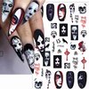 5 Sheet Halloween Nail Art Stickers Red Black Halloween Elements 3D Self-Adhesive Nail Decals Horror Avatar Ghost Red Hand Drops Design Nail Decorations Halloween DIY Nail Supplies for Women