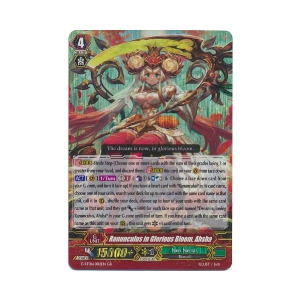 Cardfight!! Vanguard TCG - Ranunculus in Glorious Bloom, Ahsha (G-BT06/002EN) - G Booster Set 6: Transcension of Blade and Blossom