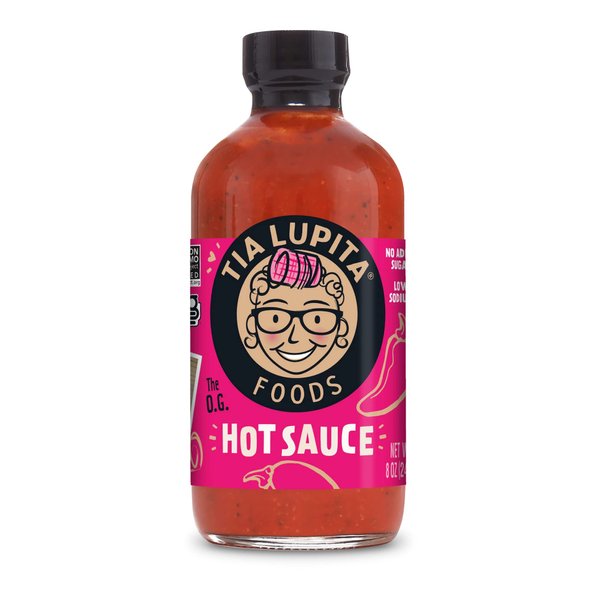 Tia Lupita Hot Sauce | 8 oz x 1 Bottle | Flavorful Heat, Medium Spice, Smoky with hints of Sweetness | Gluten Free, Non GMO, Sugar Free, Low Sodium, Keto, No Carbs - Made with Red Jalapeño Peppers