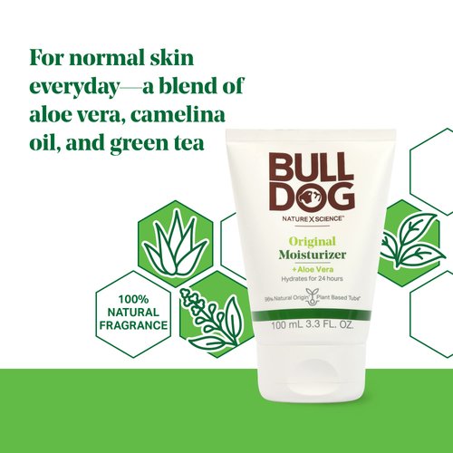 BULLDOG Mens Skincare and Grooming Face Moisturizer Original, 3.3 Fluid Ounce
