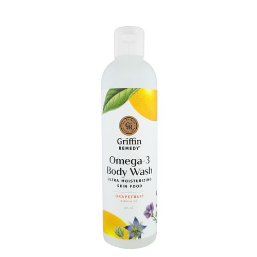 Griffin Remedy Omega - 3 Body Wash - Grapefruit Essential Oils and Organic MSM, Creamy, Moisturizing, All-Natural, Paraben-Free, Sulfate-Free 8 fl oz (Pack of 1)