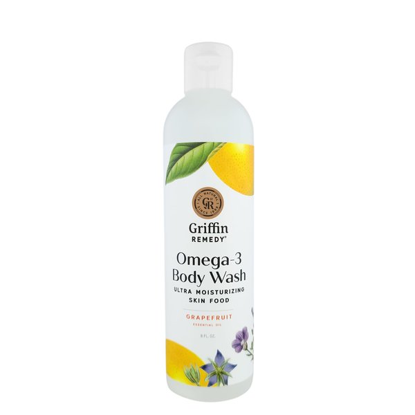 Griffin Remedy Omega - 3 Body Wash - Grapefruit Essential Oils and Organic MSM, Creamy, Moisturizing, All-Natural, Paraben-Free, Sulfate-Free 8 fl oz (Pack of 1)