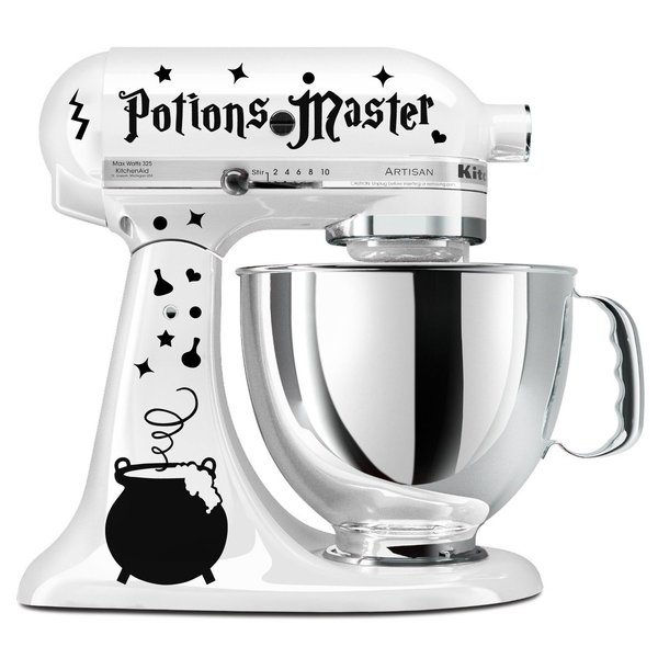 Potions Master Wizard Cauldron Black Vinyl Decal Set For Stand Mixer (Mixer Not Included)