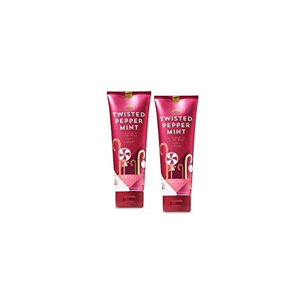 Bath and Body Works 2 Pack Twisted Peppermint Ultra Shea Body Cream 8 Oz.