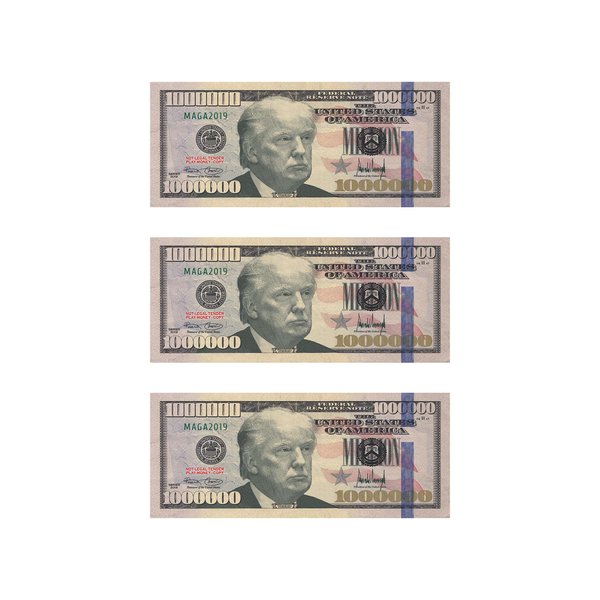 Copy Play Money 20 Pieces One Million Dollar Trump Bills 2-Sided Fake Dollar Bill Kids Pretend Play Learning Money Props for Movies Plays Music Videos