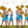Cheerleading Pom Poms 4 Pack Cheerleader Squad Spirited Fun Pompoms Pom Poms Cheer Poms Hand Flowers Metallic Foil Pompoms for Kids Adults Sports Team Spirit Cheering Party Dance (Gold)