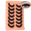 False Lashes Wispy Volume Mink Lashes Fluffy 200D Russian Strip Lashes D Curl Dramatic Fake Lash Extensions 7 Pairs Handmade Round Eye Eyelashes by Boahankuke