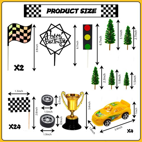 MEMOVAN Racing Car Cake Decorations 38pcs Racing Car Cake Topper Birthday Cake Decoration for Boy's Kids Racing Car Theme Birthday Supplies Party Favors