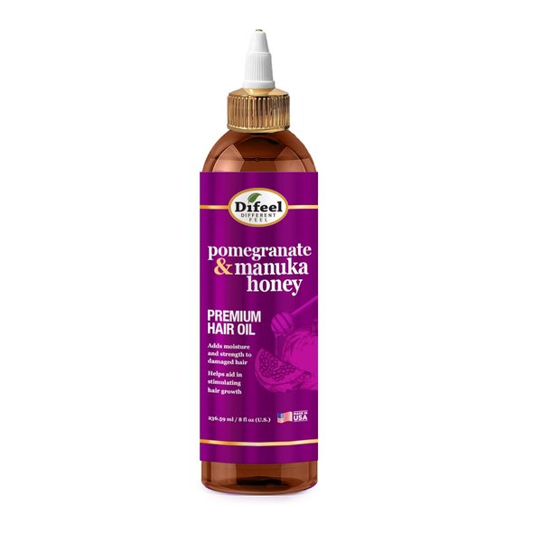 Difeel Pomegranate & Manuka Honey Premium Hair Oil 8 oz. - Growth Stimulating, Moisturizing & Strengthening Hair Oil for Dry, Damaged Hair
