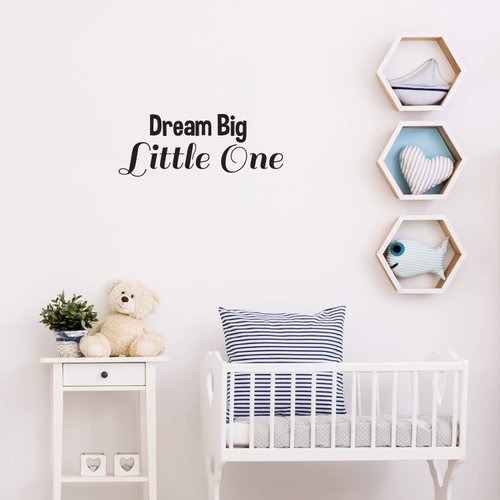 Dream Big Little One - Vinyl Wall Art Stickers - 9" x 23" - Unisex Childrens Bedroom Decals - Cute Nursery Wall Decor Decals for Baby Boys and Girls