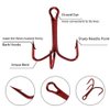 50pcs Fishing Treble Hooks Kit - High Carbon Steel Hooks Strong Sharp Unique Bend Red Treble Fishing Hooks for Hard Bait Lures Saltwater Freshwater Fishing