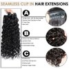 Water Wave Clip in Human Hair Extensions 30 Inch Natural Curly Wave Brazilian Human Hair Seamless Clip Ins Extensions for Black Women Thick End Double Weft 120g