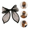 LINAYOHA 1Pcs Black Mesh Tulle Rhinestone Hair Bow Clip with Long Tail for Girls Women Hair Bow pins Barrette Hairgrips Styling Princess Birthday Parties Holiday Bowknot Hair Accessories Gift