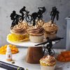 18pcs Black Glitter Bicycle Bike Dessert Cupcake Topper Biking Mountain Sport Theme Decor Supplies Baby Shower Boys Girls Man Family Party Decorations