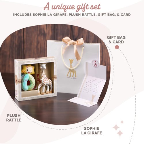 Sophie la girafe | Classical Creation Birth Gift Set | Includes Sophie la girafe Plush Rattle, Gift Bag & Card | Comfort & Soothe | Awaken All 5 Senses