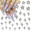 30 Pcs Star Nail Charms 3D Alloy Crystal Stars Nail Silver Star Nail Art Charms for Acrylic Nails Star Designs Nail Rhinestones Gems for Women and Girls DIY Jewelry Decoration Nail Supplies