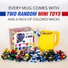 TOYAMBA Build-on Brick Mug with 3 Packs of Building Blocks Compatible with Major Brands, BPA-Free Plastic Funny Coffee Mug for Men/Women, Funny Cups for Kids 16OZ (Yellow)