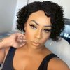 Fancy Hair Short Curly Human Hair Wigs For Black Women Side Part Pixie Cut Kinky Curly Wig Natural Black Deep Curly No Lace Front Brazilian Remy Human Hair Wig for Women Daily Use