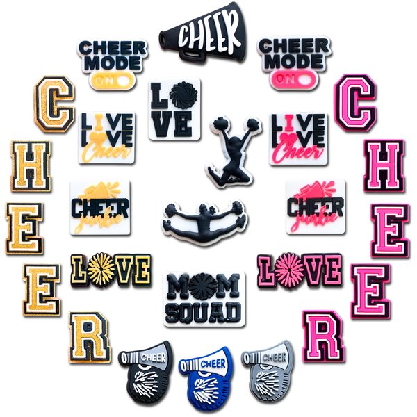 pocpockets 26 40PCS Cheer Shoe Charms for Clog, Cheerleading Charms Decoration for Girl Party Favor Gifts (26)