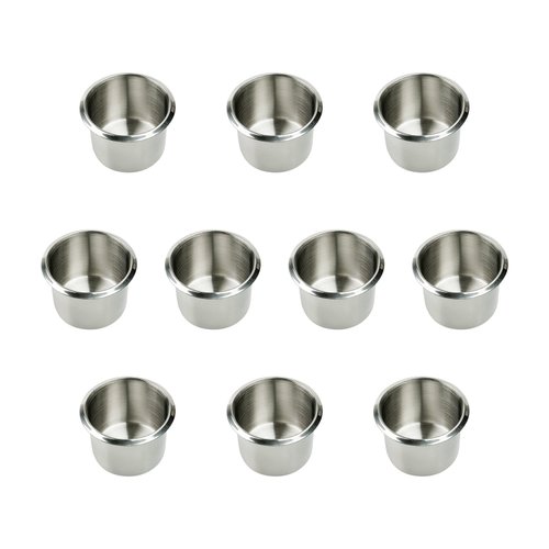 Game Table Cup Holder Insert - 10 Pack Stainless Steel Small Drop-in Drink Cup Holder, Poker Table Cup Holders for Casino Table, Game Table, Sofa, Boats, Bench, Work Desk, RV Cars & Trucks