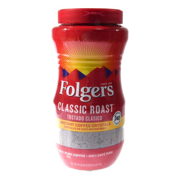 Folgers Instant Coffee Crystals, Classic Roast, 16 Ounce