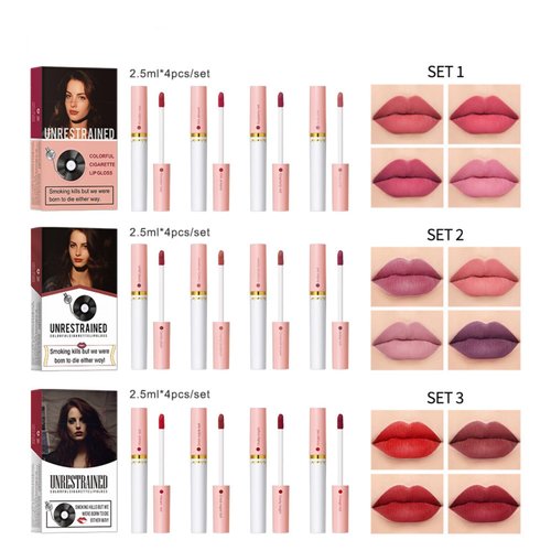 MAEPEOR Matte Lipstick Set 4 Colors Velvety All Day Lipstick Waterproof Long Lasting Lipstick Samples Case (Set 02)