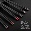 SUPJOYES 6 Pairs Fiberglass Chopsticks - Reusable Japanese Chopsticks Dishwasher Safe, Non-Slip Chop Sticks Multipack, 9.5 Inch
