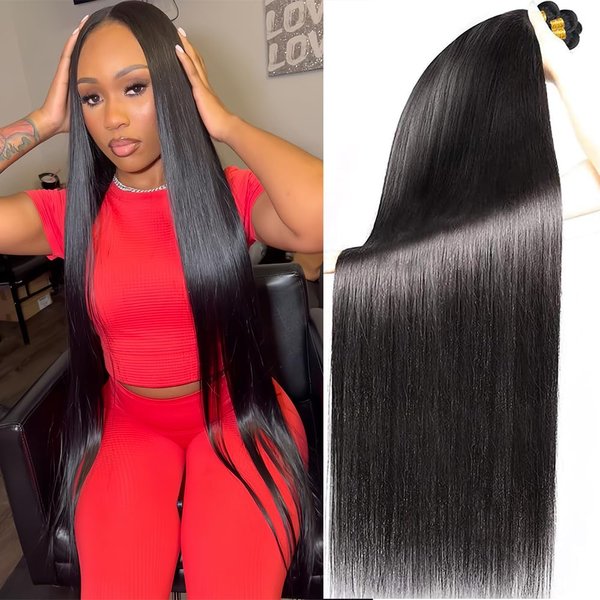 Human Hair Bundles Straight Hair 4 Bundles Human Hair 18 20 22 24 Inches Unprocessed Brazilian Virgin Straight Human Hair Extensions Natural Black Color Straight Raw Hair Bundles