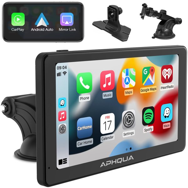 7-Inch APHQUA Wireless Car Stereo with Apple Carplay,Android Auto,GPS Navigation-Blutooth Car Radio