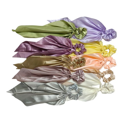 Silk Hair Scarf Scrunchies: 12-Piece Set With Elegant Satin Bow Eng/Pestal Colors Accents For Versatile Styling Options