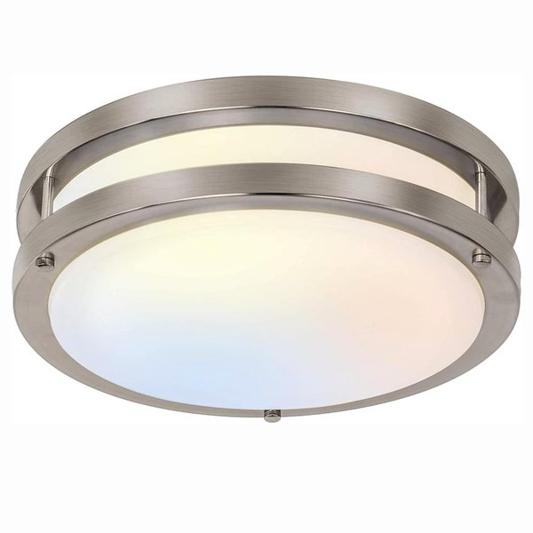 hykolity 10 inch Flush Mount LED Ceiling Light Fixture, 17W 1100lm, 2700K/3000K/3500K/4000K/5000K Adjustable Ceiling Lights, Brushed Nickel Saturn Dimmable Lighting for Hallway Bathroom or Kitchen