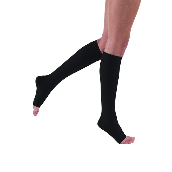 JOBST Relief Knee High Graduated Compression Socks 20-30mmHg - Comfortable Unisex Design - Open Toe, Black, Medium Petite
