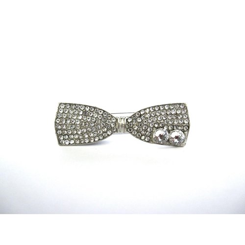Small clear crystal bow shaped alligator hair clip for fine thin hair