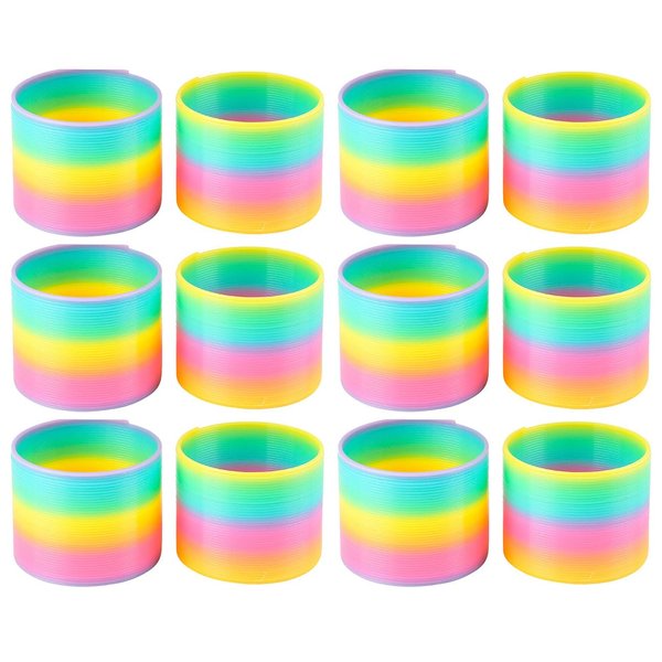 Bulk - Set of 12 Rainbow Magic Spring Coil Toy - 3" Size - Sensory Fidget Toy - Relaxing & Mesmerizing - Stair Walking Fun Classic Toy - Party Favor Prizes Goody Bags Gifts (1 Dozen)