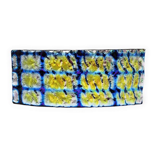 Blue Multi Color Dichroic Fused Glass French Barrette