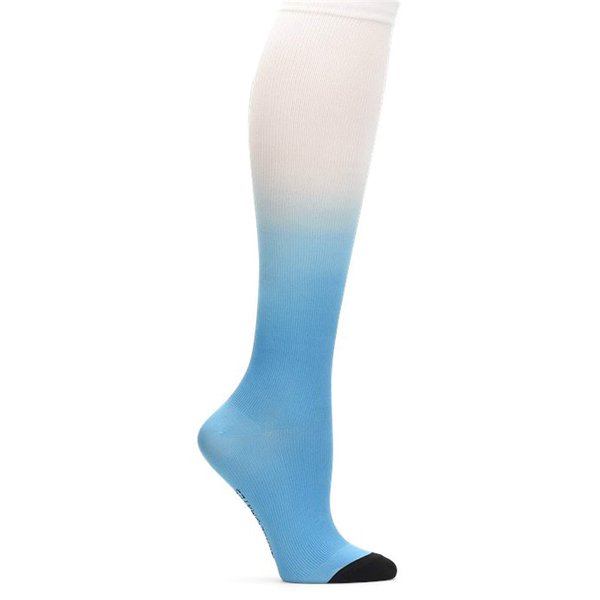 Nurse Mates EKG Heart and Holiday Compression Trouser Socks, Ombre Marina Blue, One Size