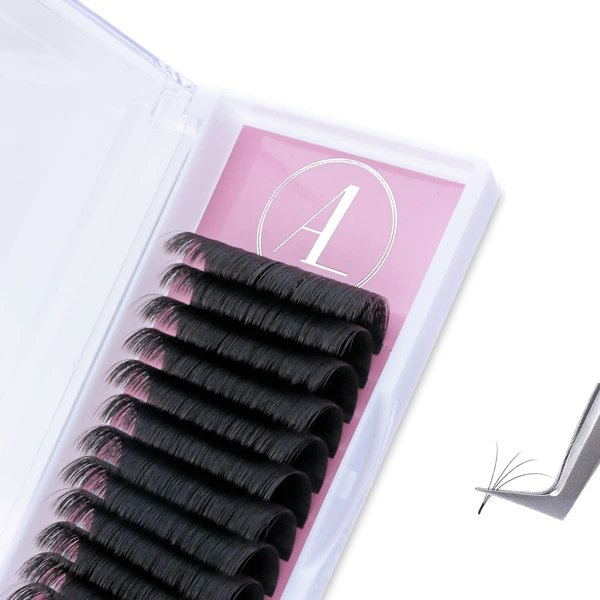 ALLOVE Eyelash Extension Cashmere Super Easy Fan Volume Lash Extensions 0.07mm C Curl 20-25mm Mixed Tray Rapid Blooming Volume Lashes Self Fanning Lash Extension Supplies