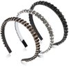 ANBALA Beaded Headbands for Women Girls Crystal Dressy Headbands Rhinestone Headband for Women Diamond Thin Headbands for Girls Hair Bling Sparkly Headband for Women (Black Silver Gold)