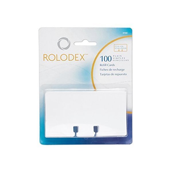 Rolodex Rotary File Card Refills, Unruled, 2-1/4 x 4 Inches, White (67558) (2-Pack of 100)