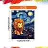 Cute Lion Acrylic Paints for Home Wall Decor, Starry Night Landscape Oil Painting Gift Acrylic Paint for Beginner, Animal DIY Painting by Numbers for Adults(16×20inch, No Frame)