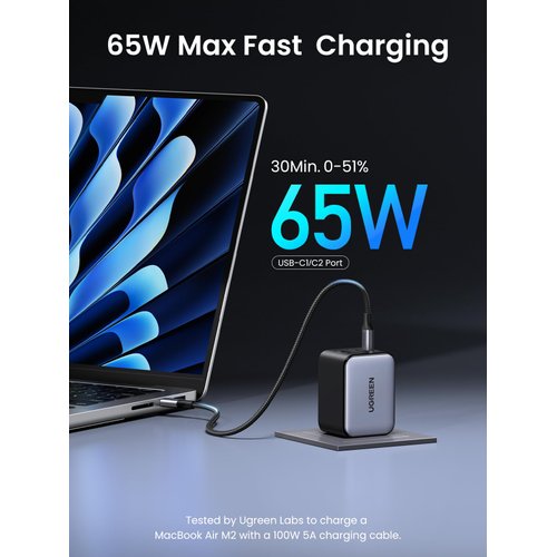 UGREEN 65W USB C Charger Nexode X Series, 3-Port PPS Ultra Compact Fast GaN Foldable Wall Charger for MacBook Pro/Air, iPhone 16/15, iPad Pro, Galaxy S24/S23, Pixel 8, Steam Deck