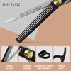 ONTAKI Hair Cutting Scissors Thinning Shears Kit - 7” Overall Length Professional Hair Scissors Set - Japanese Steel Hair Shears with 1 Comb & Pouch - Razor Edge Barber Scissors for Men & Women Black